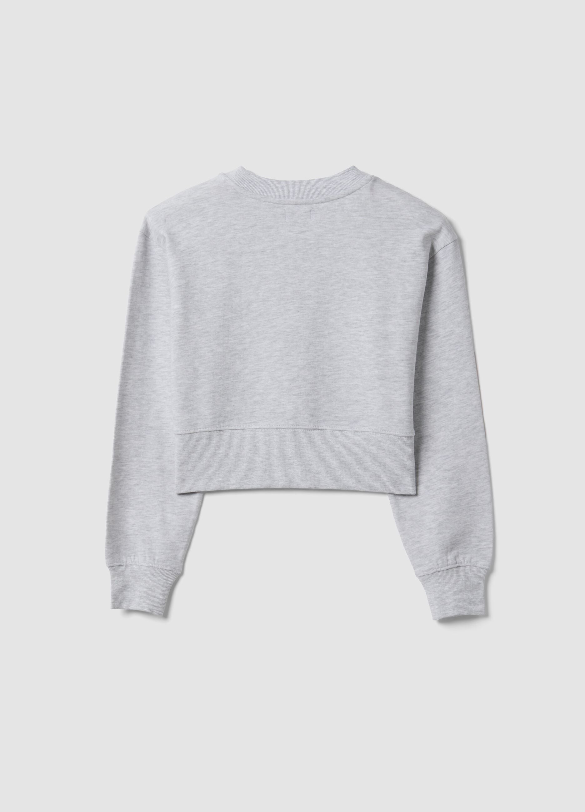 Grey organic cotton sweatshirt with front print for girls