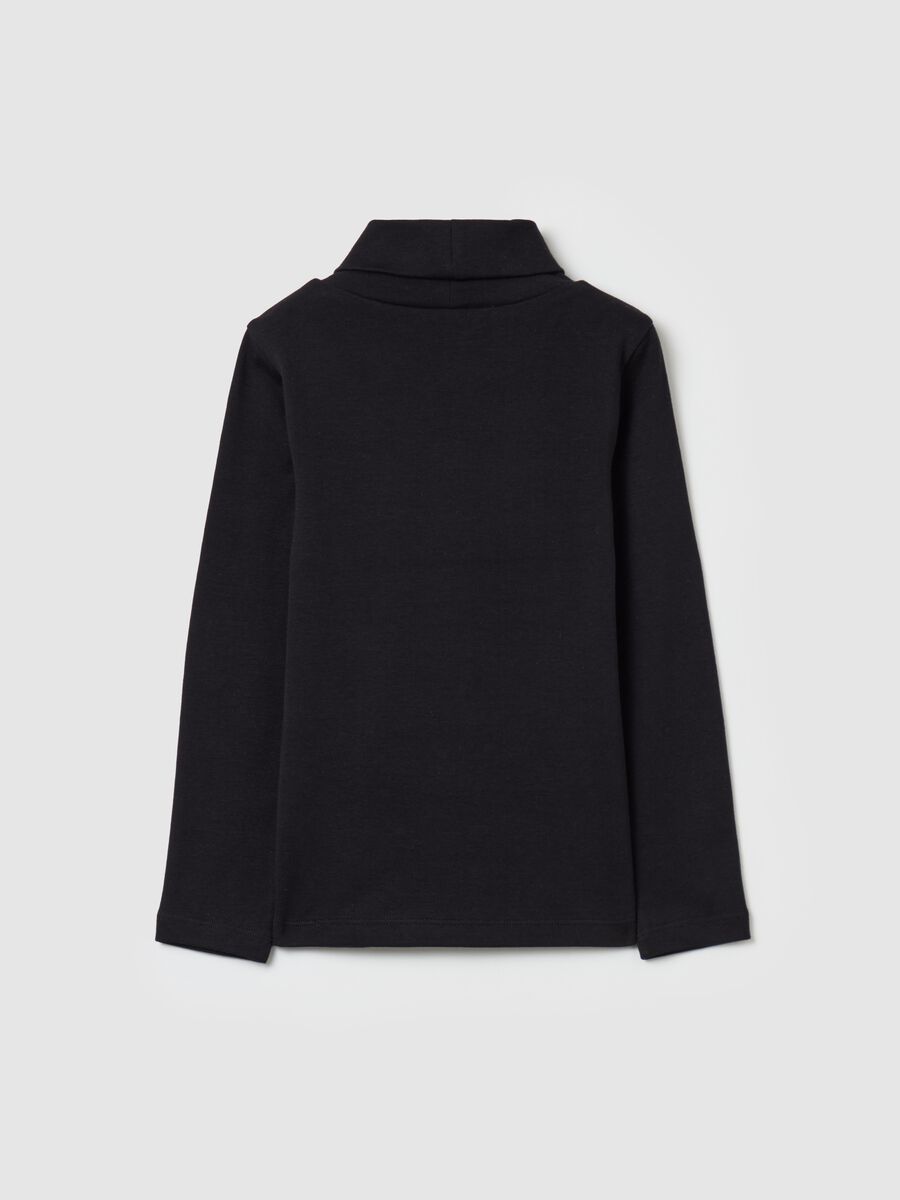 Cotton T-shirt with high neck_1