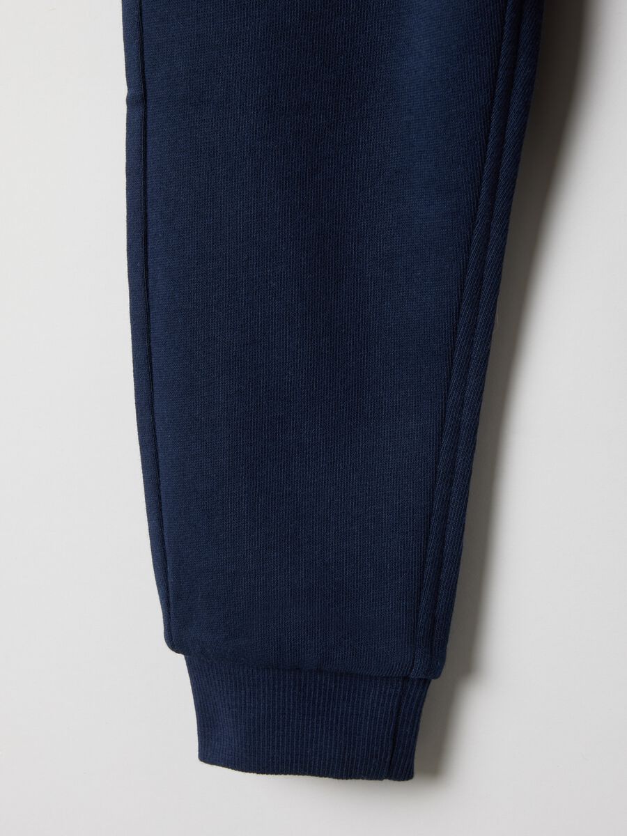 Children's Regular Fit Blue Cotton Jogger Trousers_3