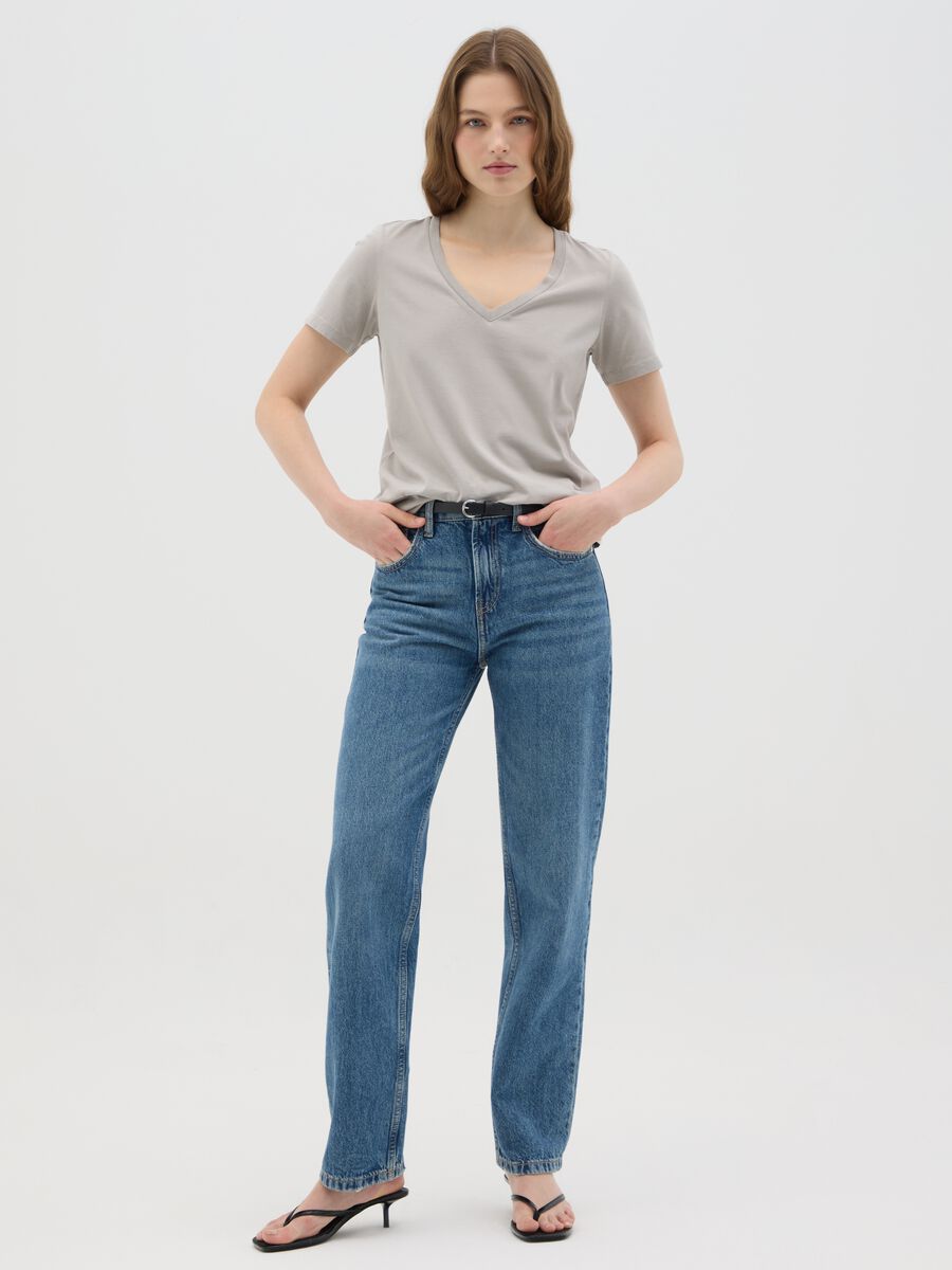 Women’s grey regular-fit T-shirt in 100% cotton with round neck_1