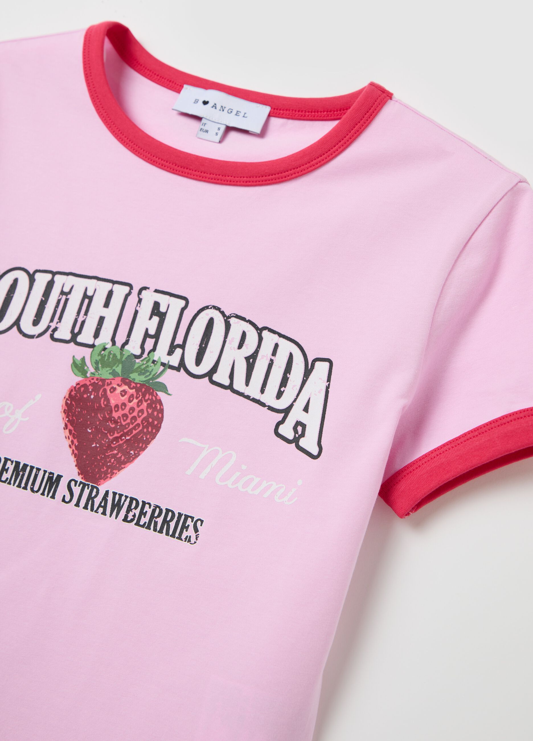 T-shirt with contrasting edging and print