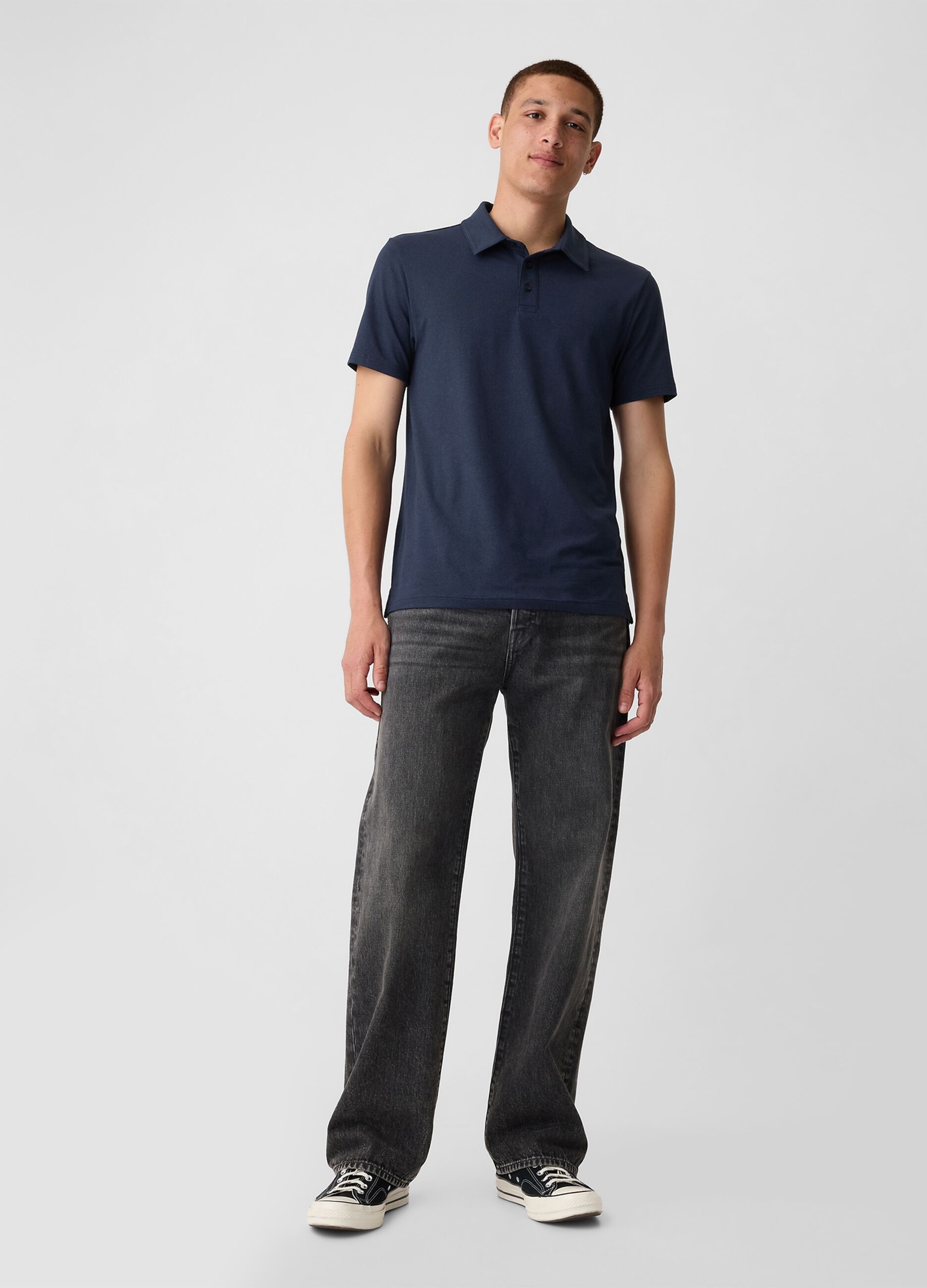 Technical fabric polo shirt