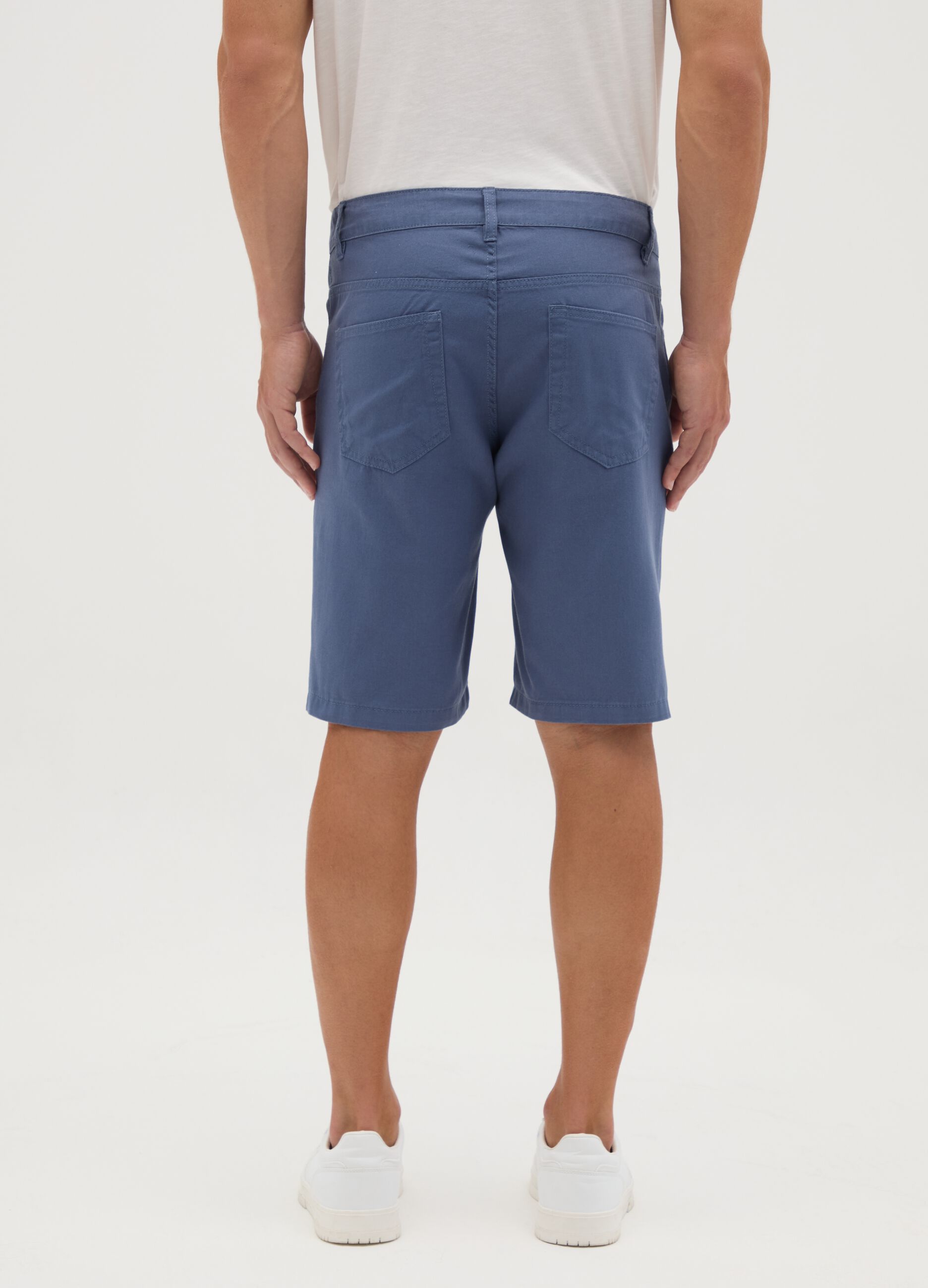 Men's pure cotton blue regular fit shorts