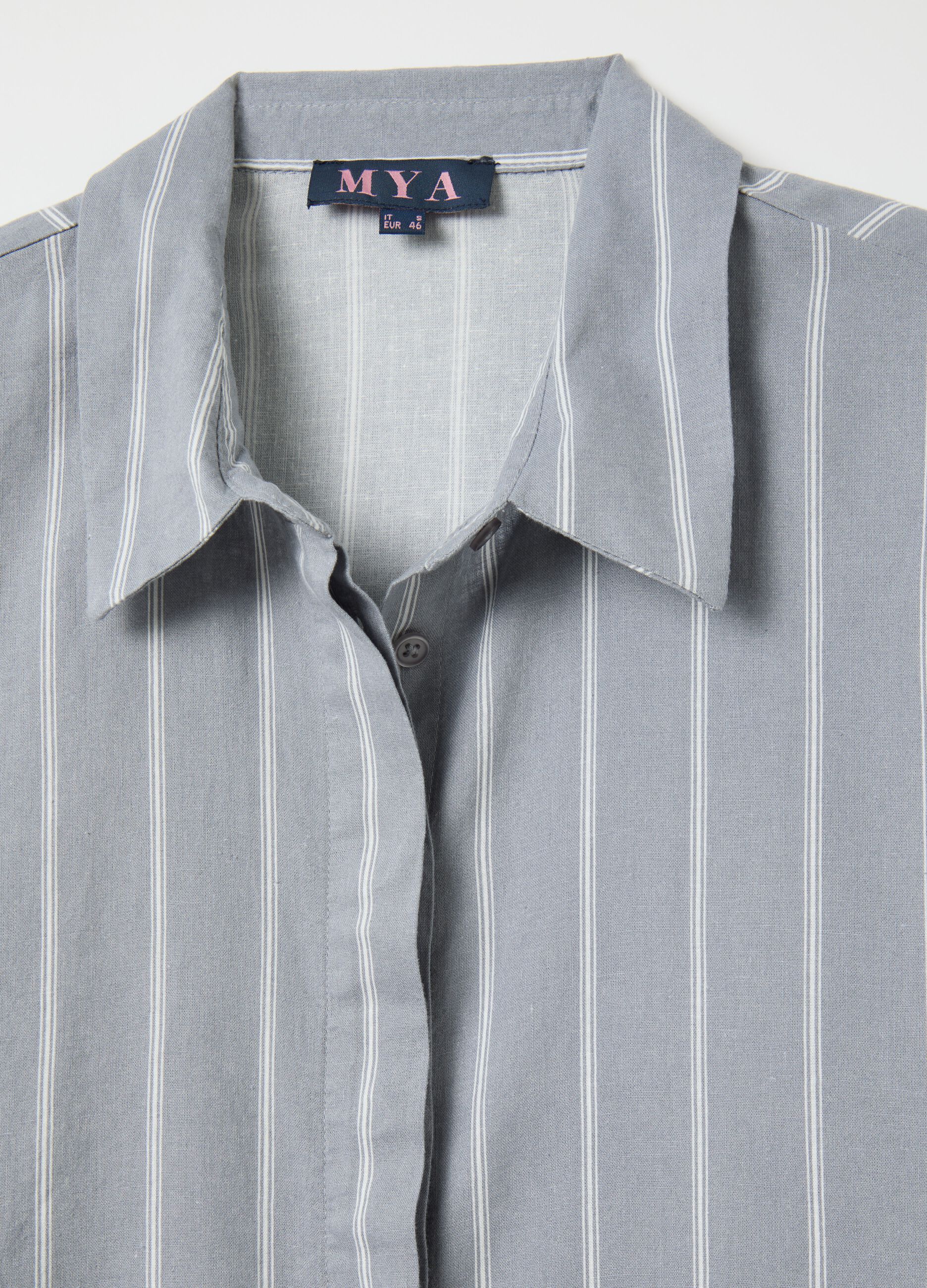 Camicia gessata grigia maniche a kimono Curvy