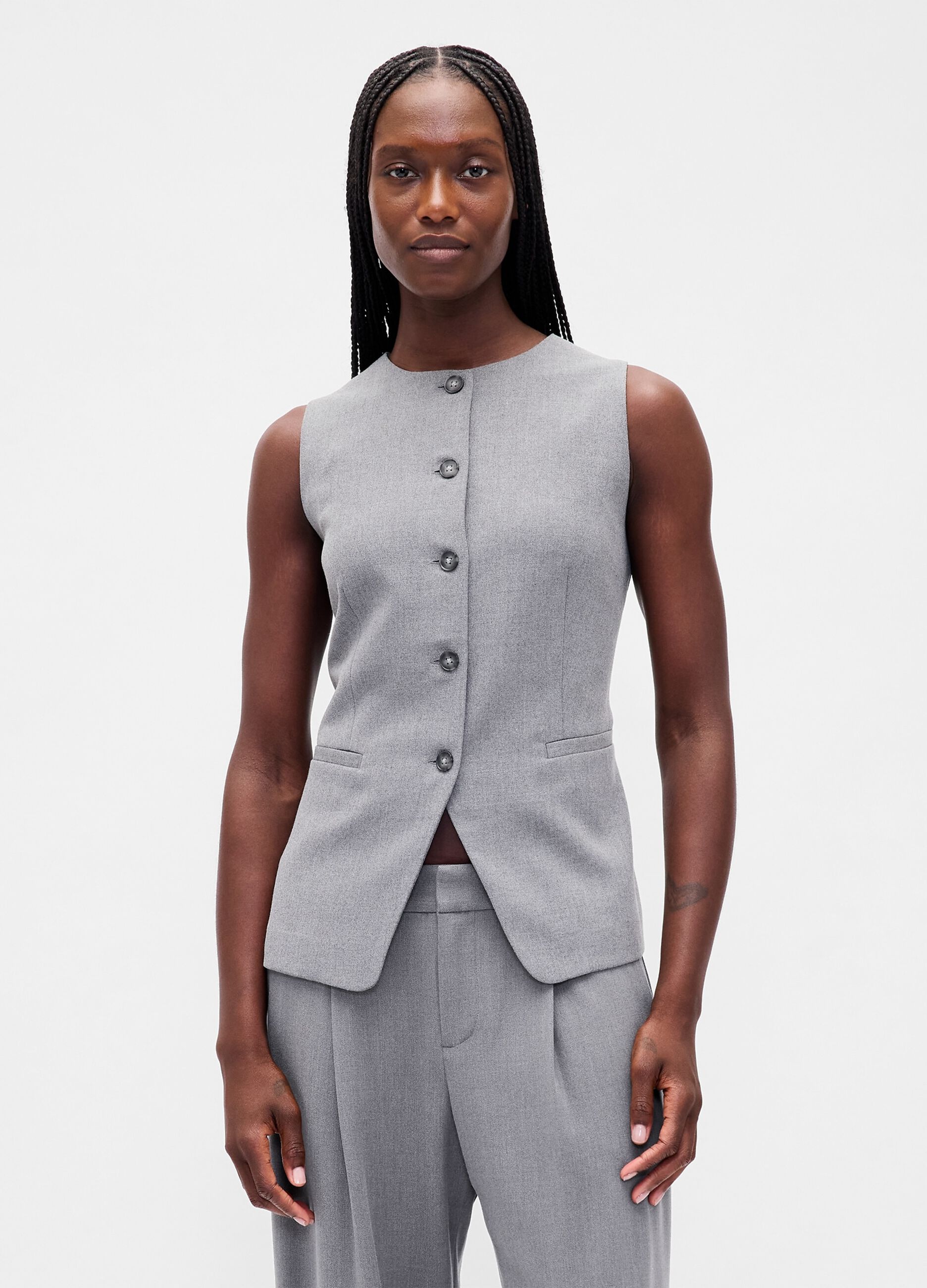 Grey Waistcoat in Stretch Fabric