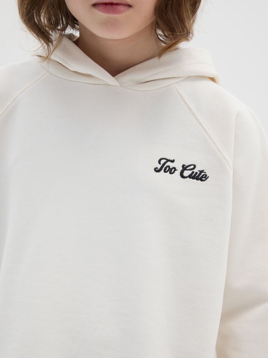Felpa bianco in cotone con cappuccio_2