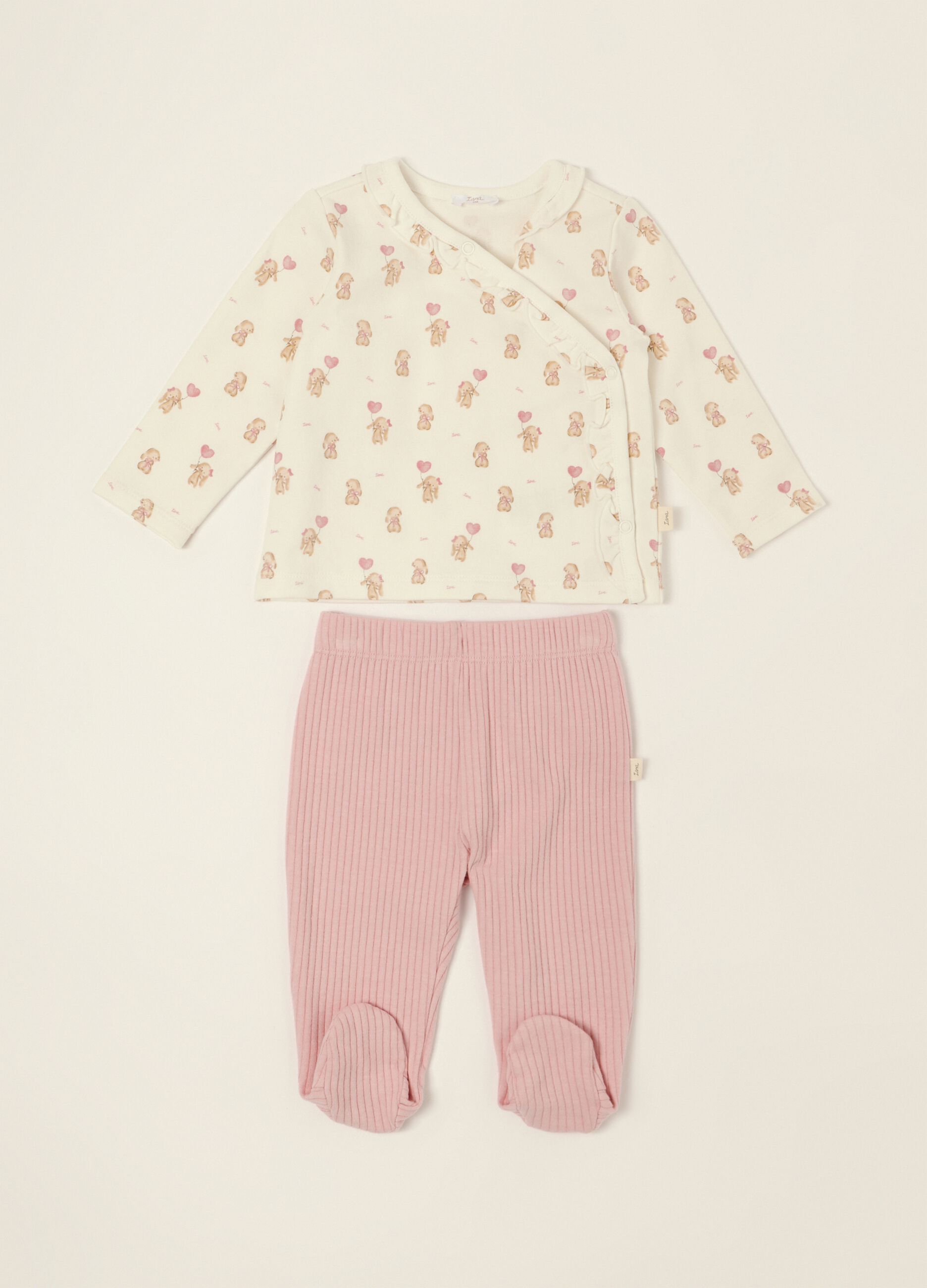 Baby girls&rsquo; multicolour print stretch-cotton set