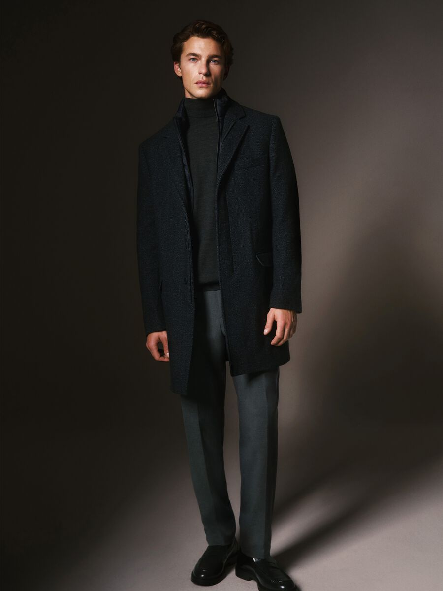 Cappotto nero monopetto regular fit_0