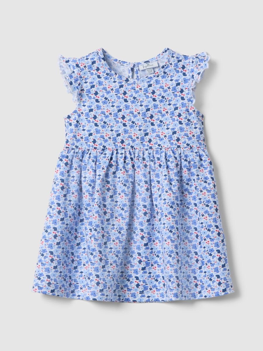 Vestito in puro cotone multicolor da bimba regular fit con fiori_0
