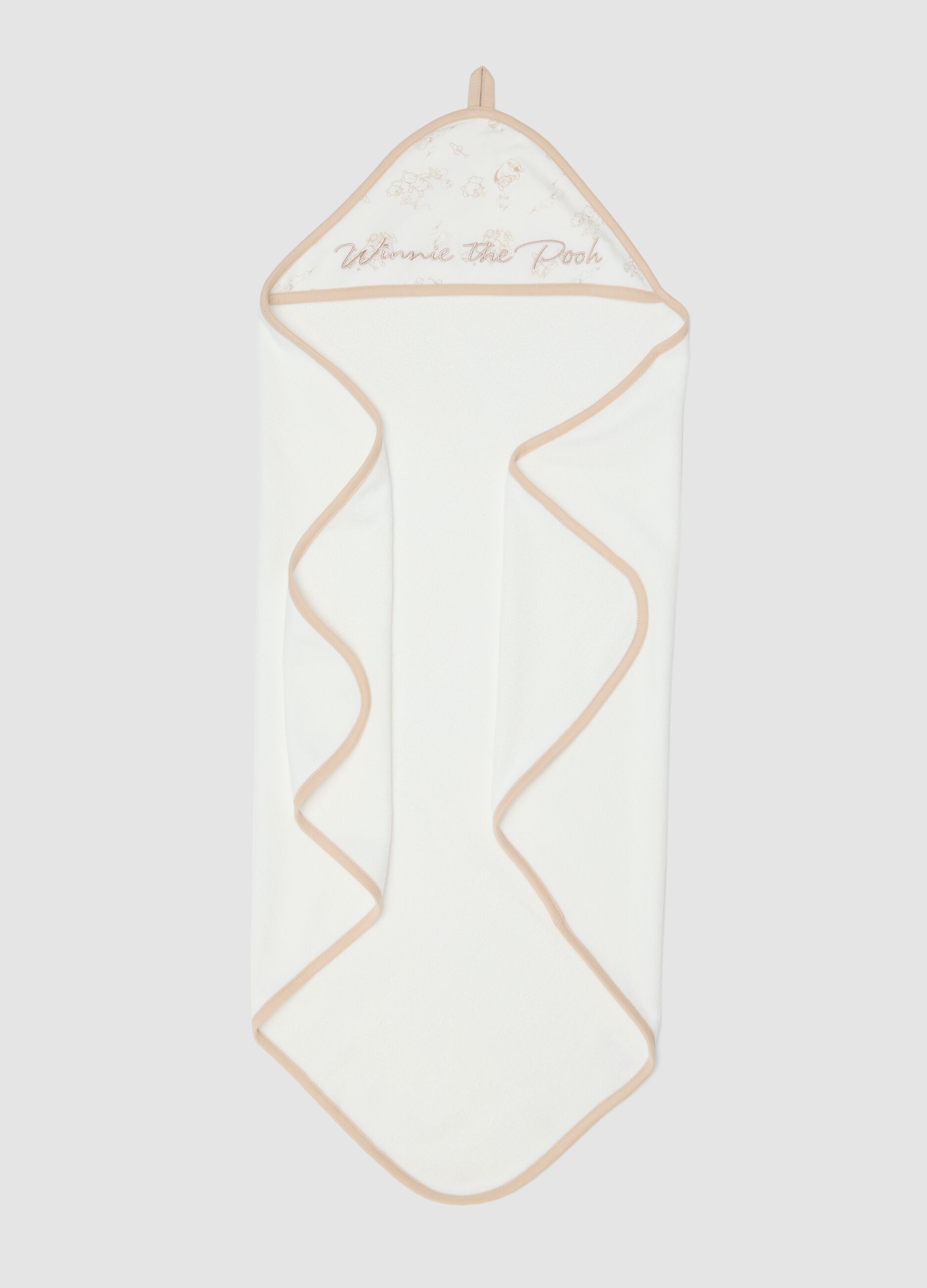 White organic cotton-blend baby hooded towel bathrobe Winnie the Pooh