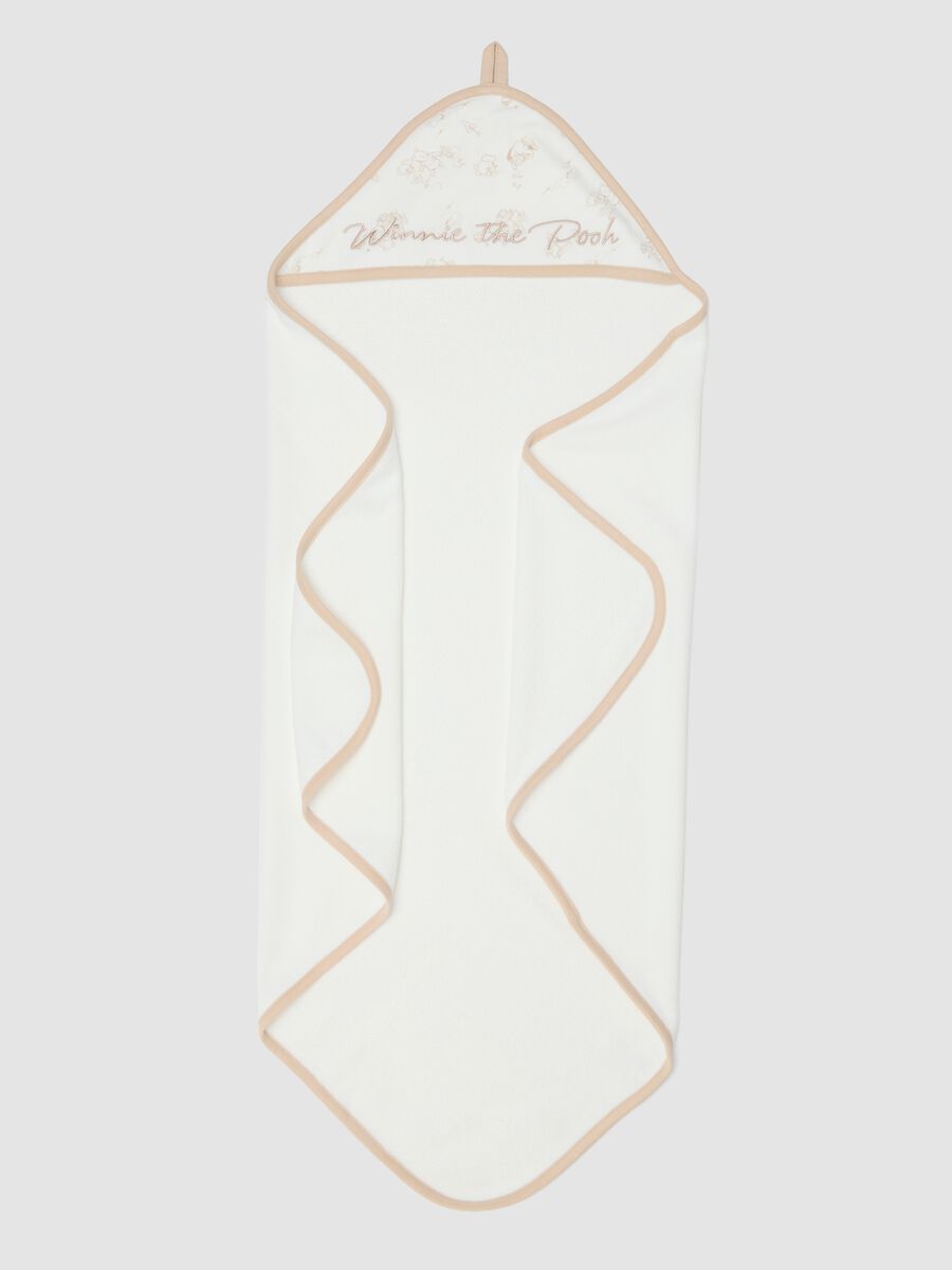 White organic cotton-blend baby hooded towel bathrobe Winnie the Pooh_1