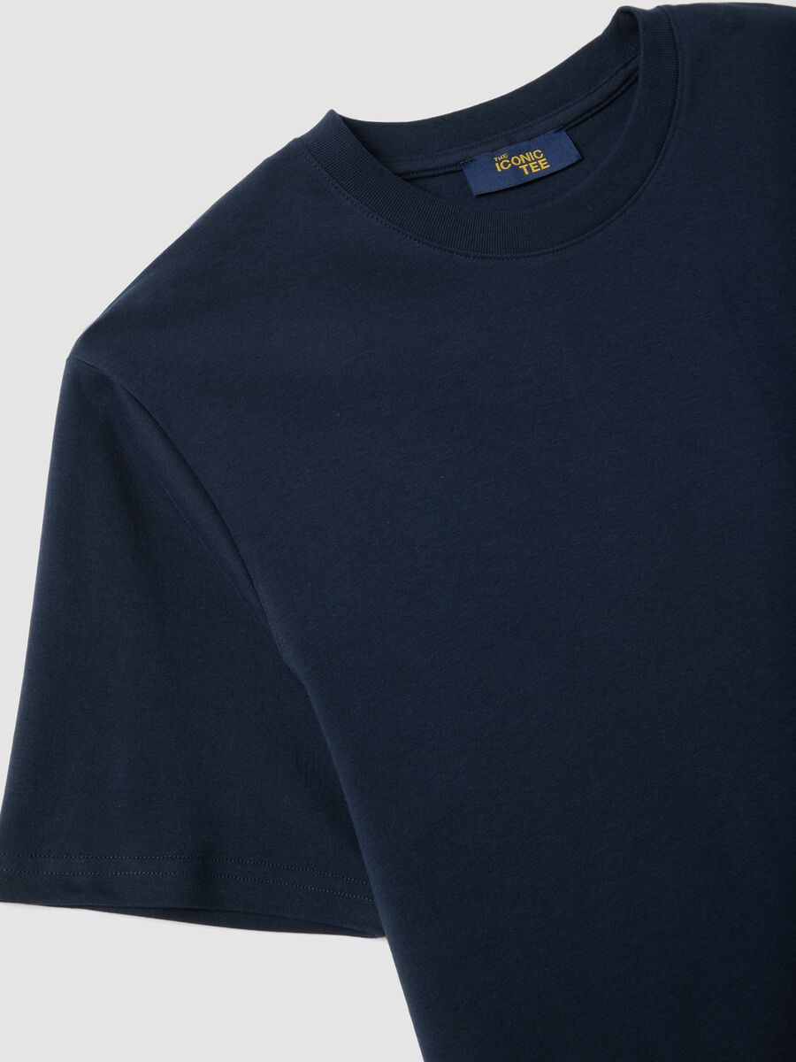 T-shirt The Iconic Tee blu scuro in puro cotone relaxed fit_6