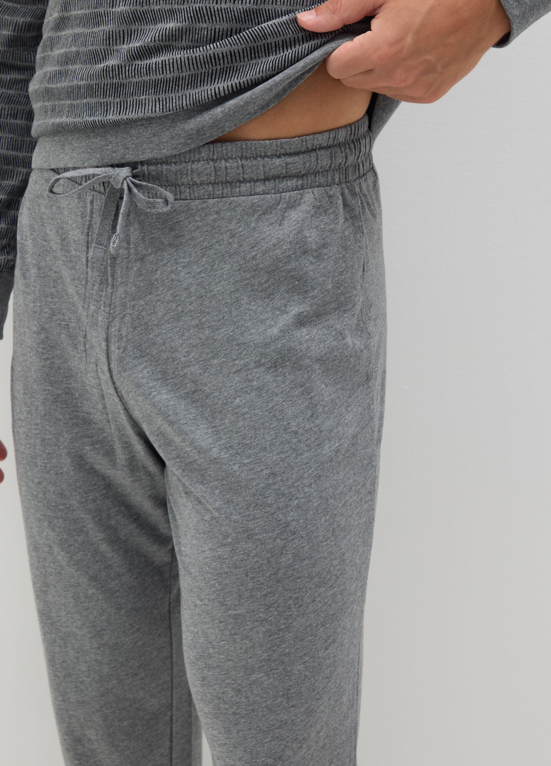 Regular fit grey pure cotton pyjamas
