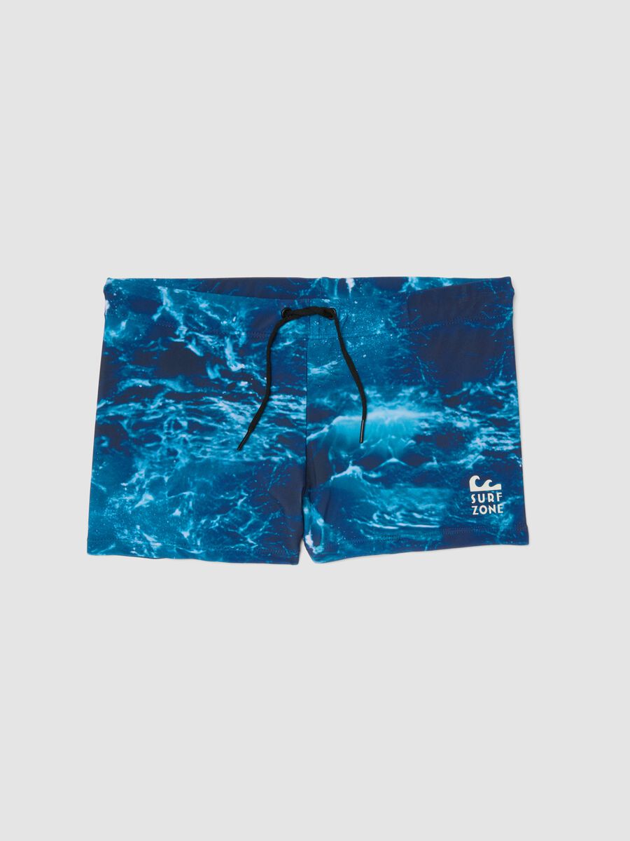 Costume boxer blu in tessuto elasticizzato_0