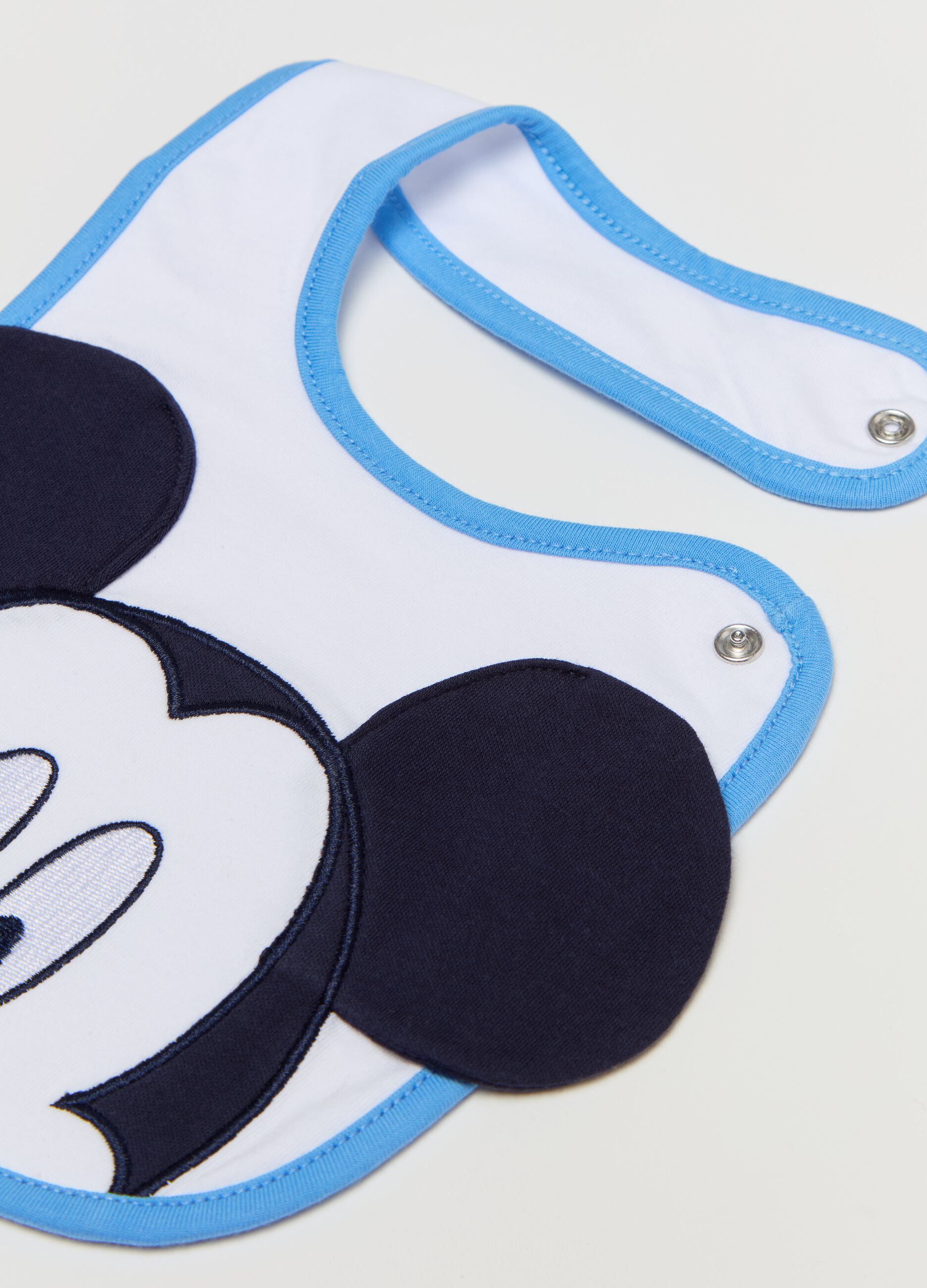 Bib with Mickey Mouse application and embroidery