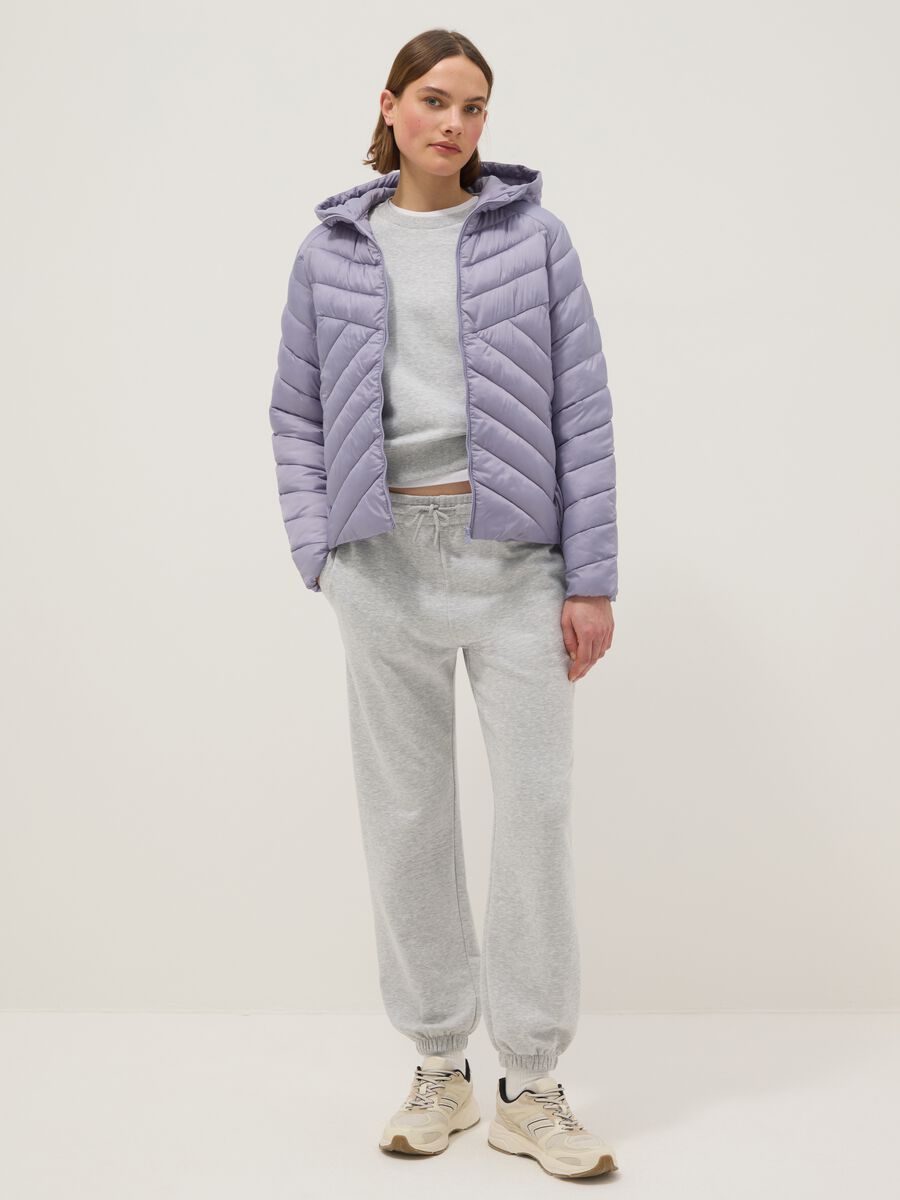 Giacca imbottita viola regular fit con cappuccio_1