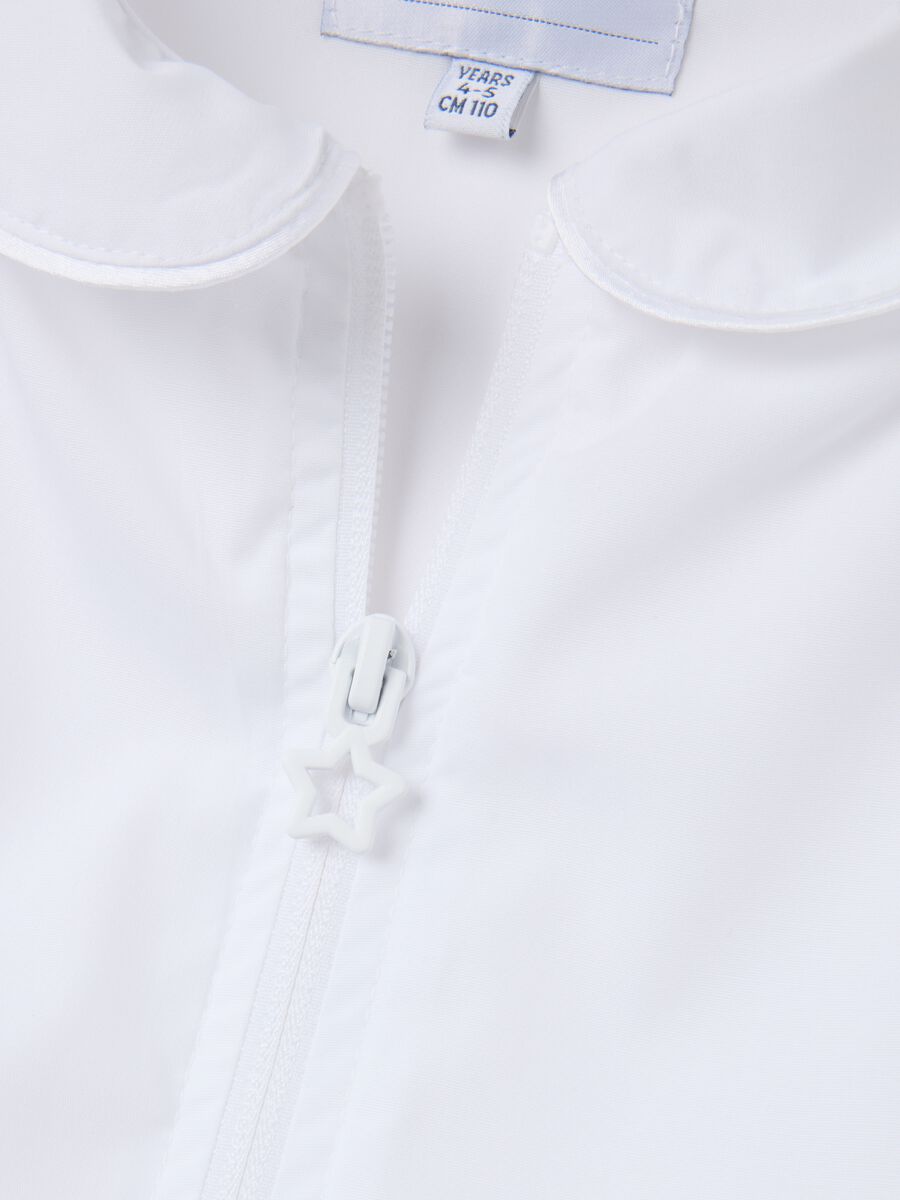 Girls' school smock in white cotton blend with unicorn_3