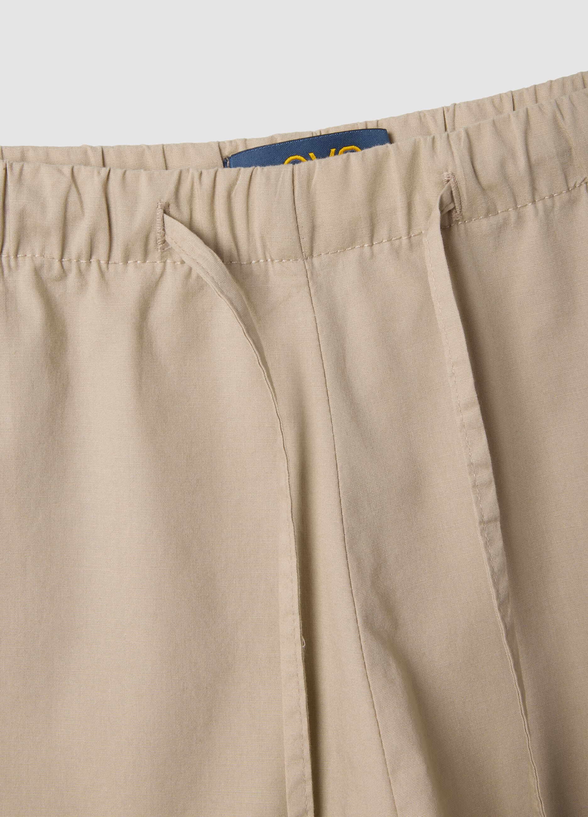 Beige stretch cotton shorts
