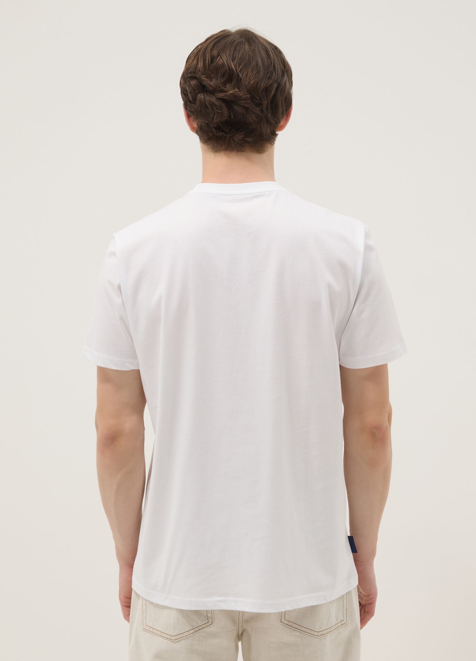 White pure cotton graphic T-shirt, regular fit