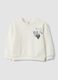 White oversized pure cotton sweatshirt with heart print for baby girl_0