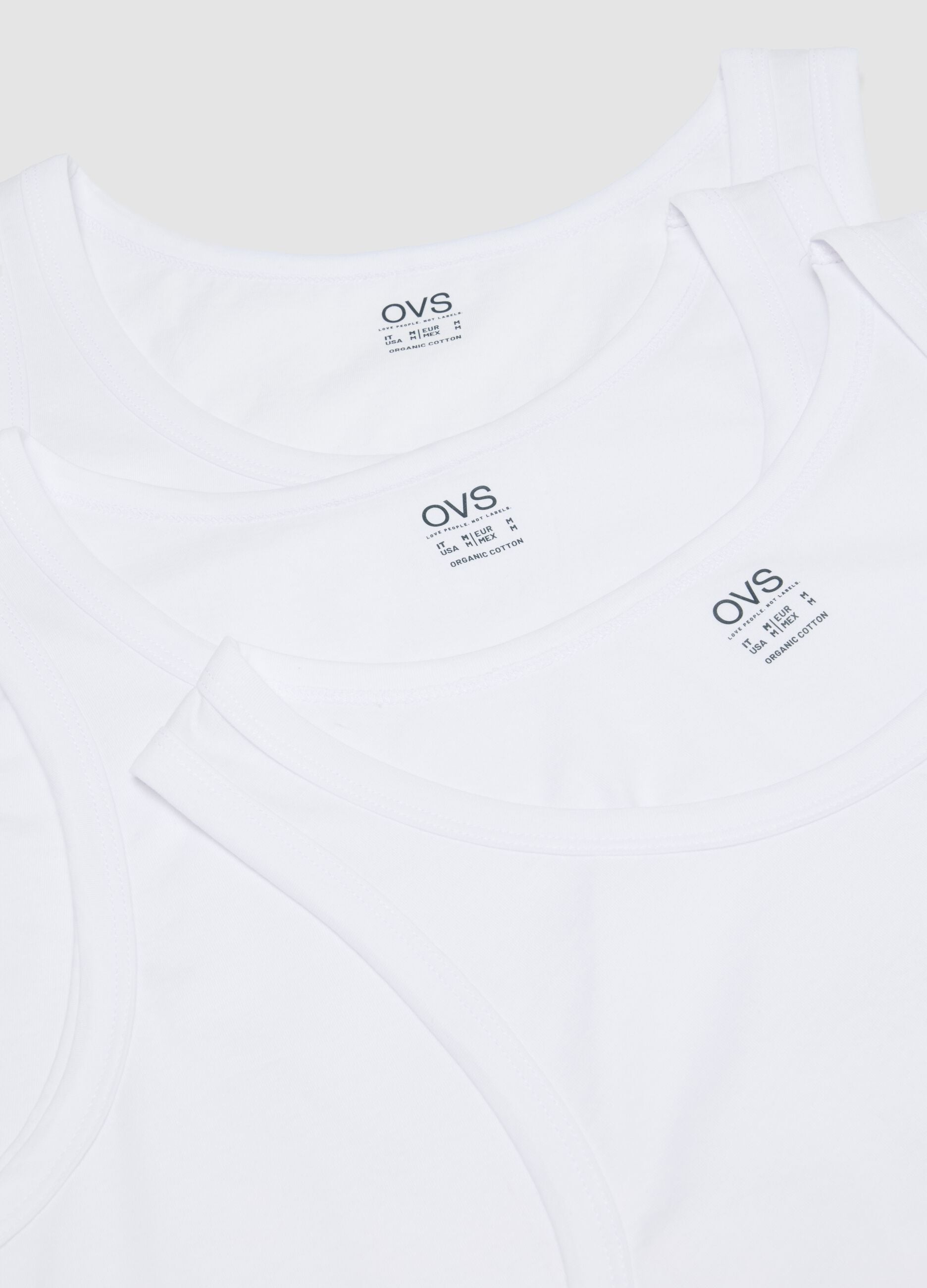 Three-pack of white organic cotton vests