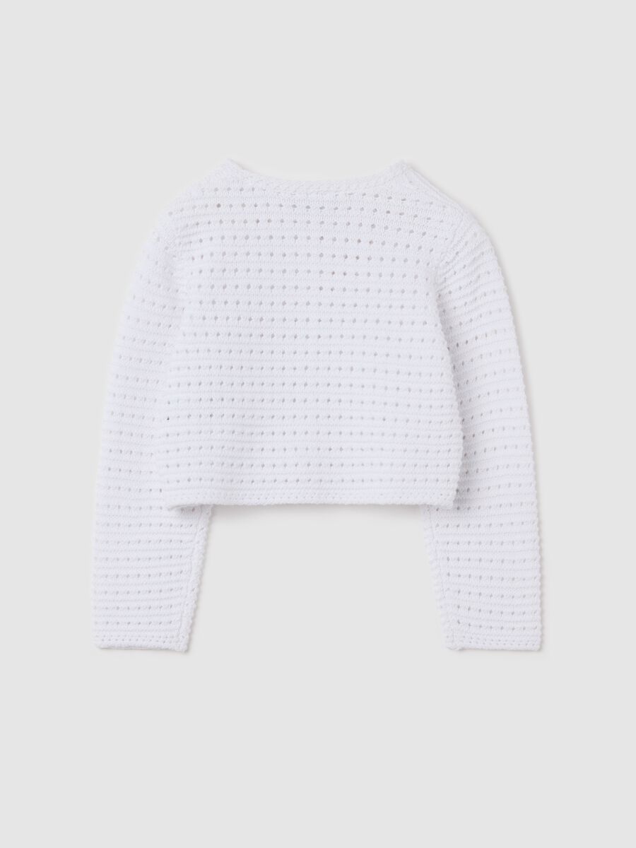 White cardigan in openwork cotton_1