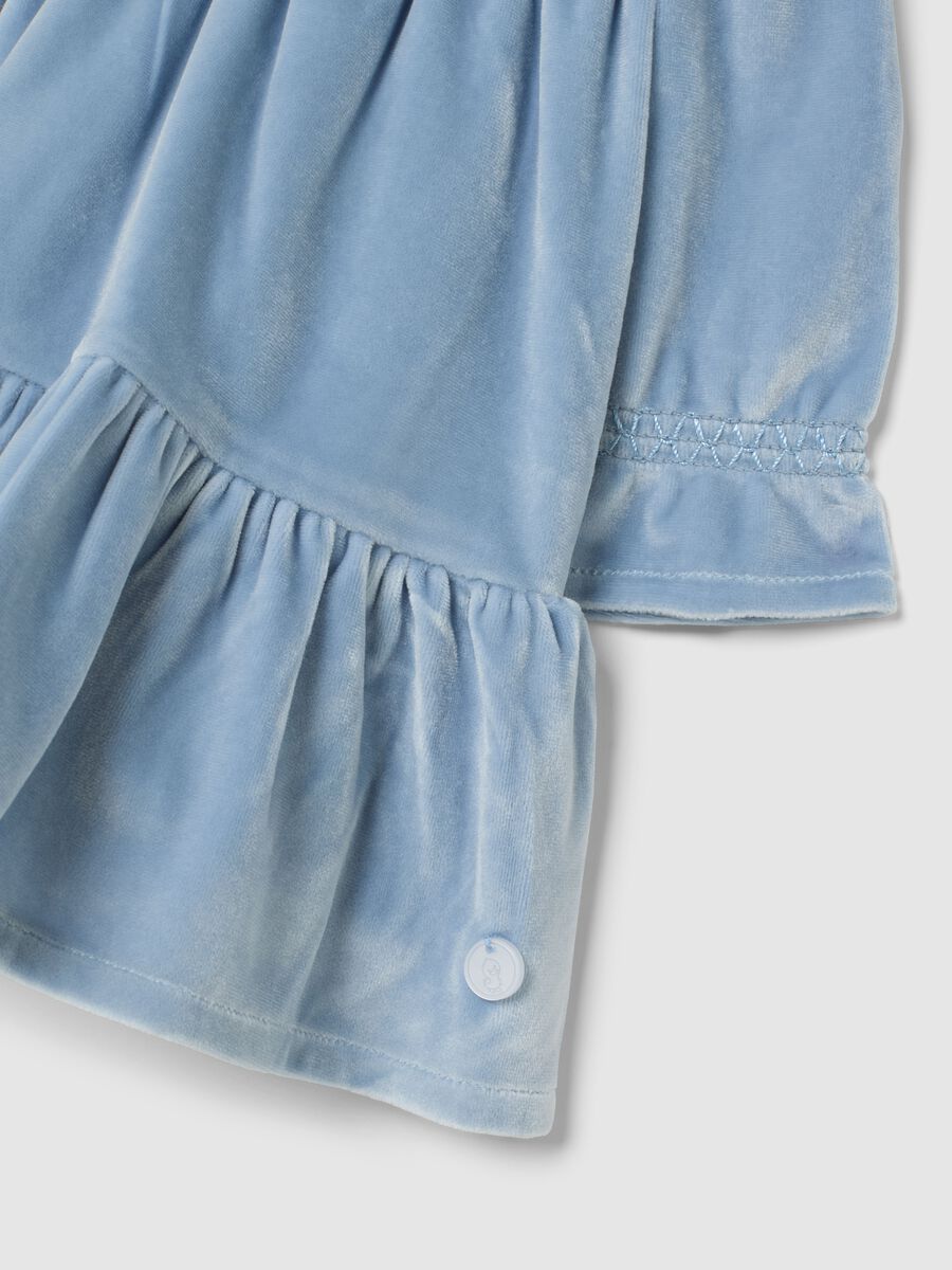 Baby girl velour blue regular fit dress with embroidered heart_2