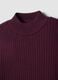 Purple ribbed viscose-blend top with high neck_5
