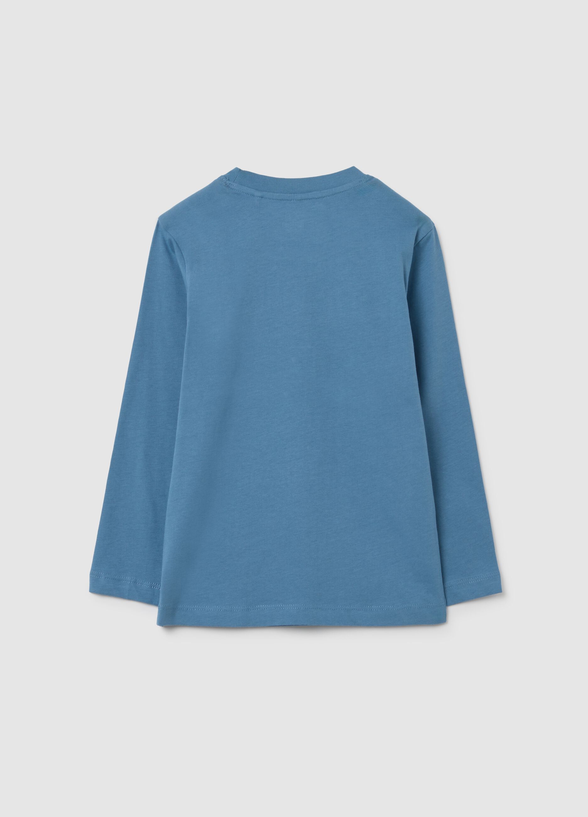 T-shirt da bambino in puro cotone blu regular fit con stampa