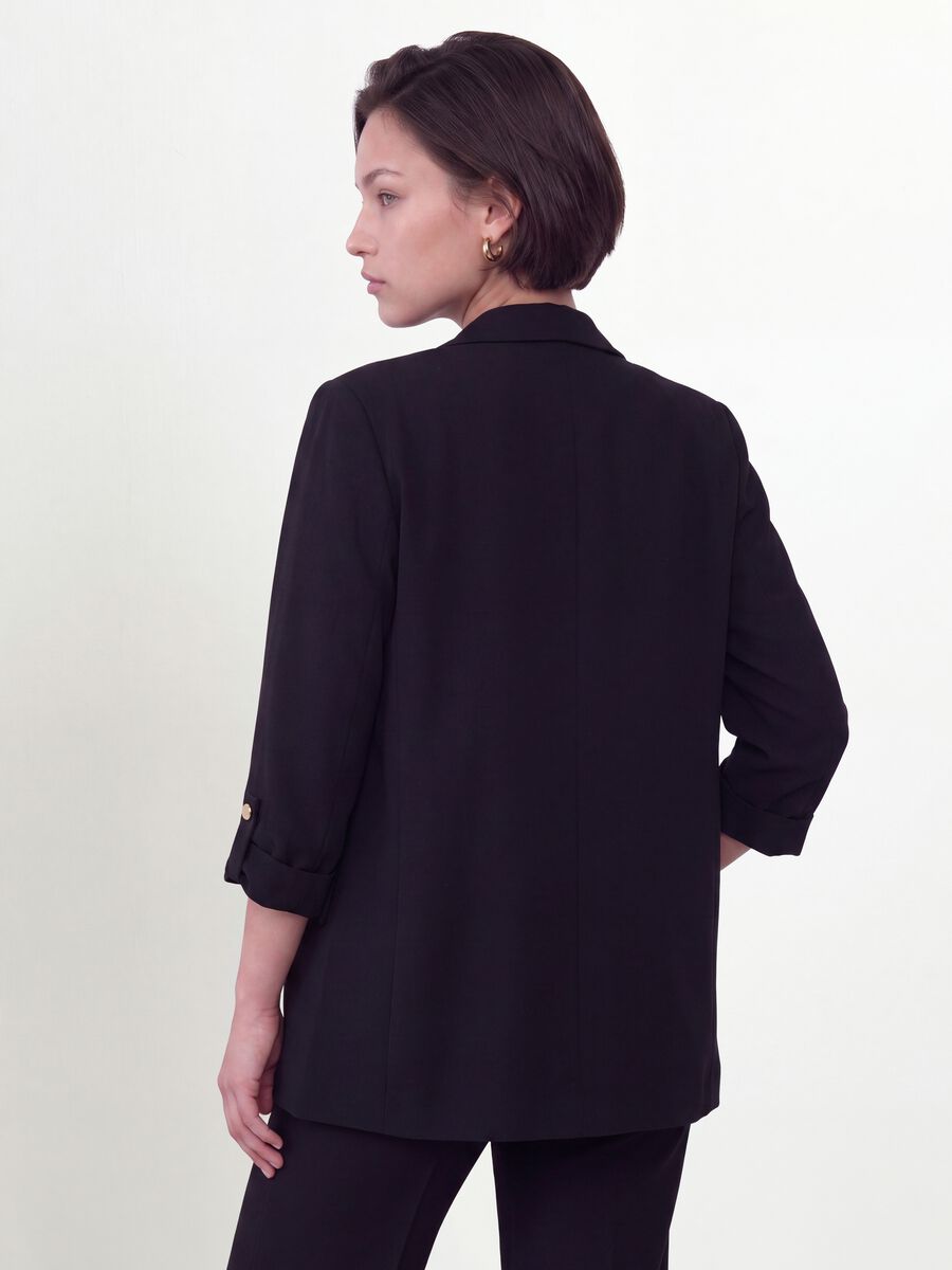 Blazer nero regular fit foderato con rever classico_3