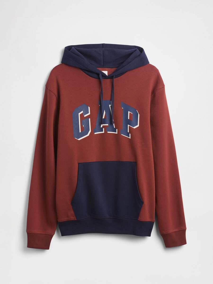 Red hooded cotton blend sweatshirt_3