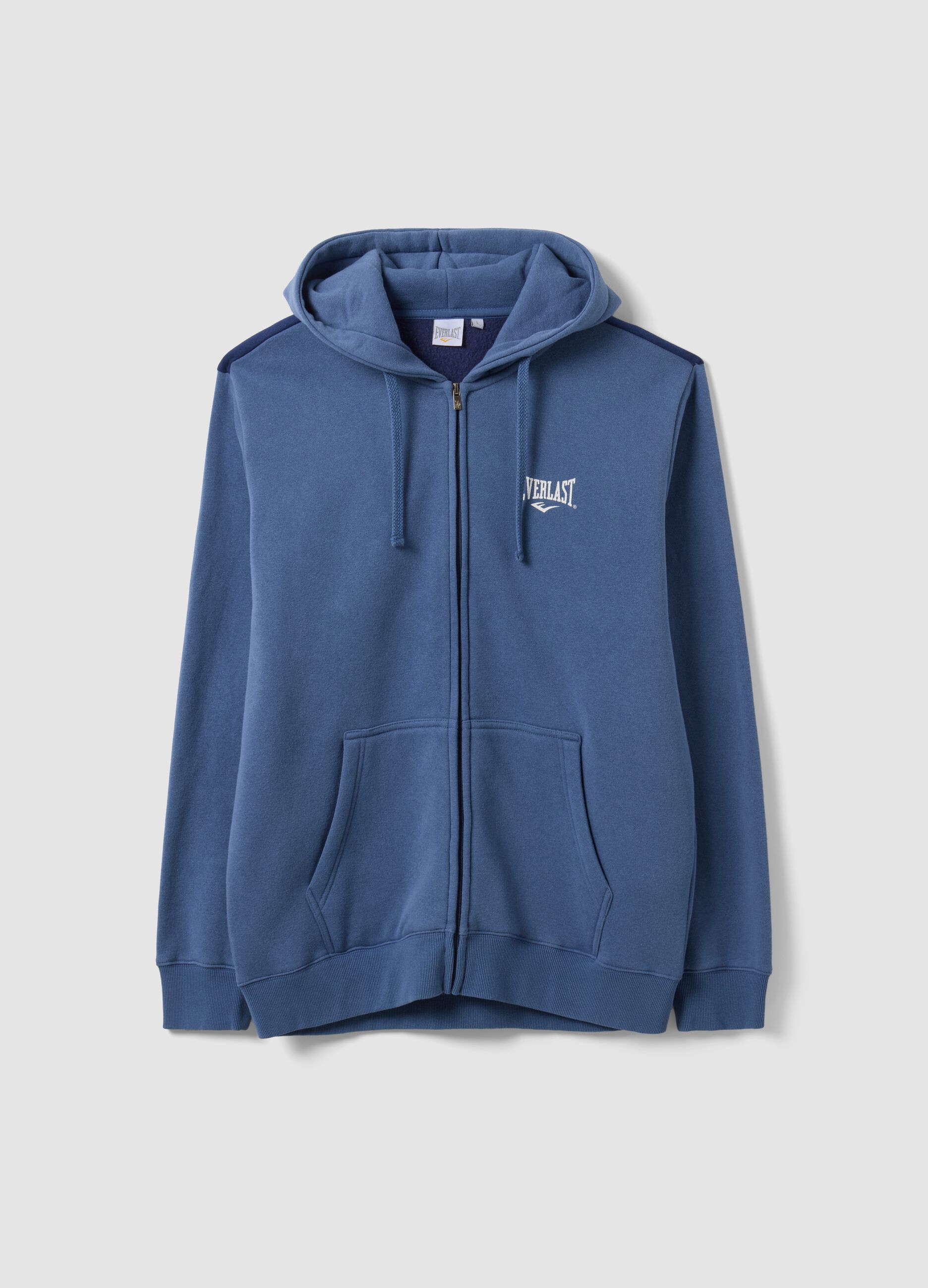 Blue cotton-blend hooded sweatshirt with logo