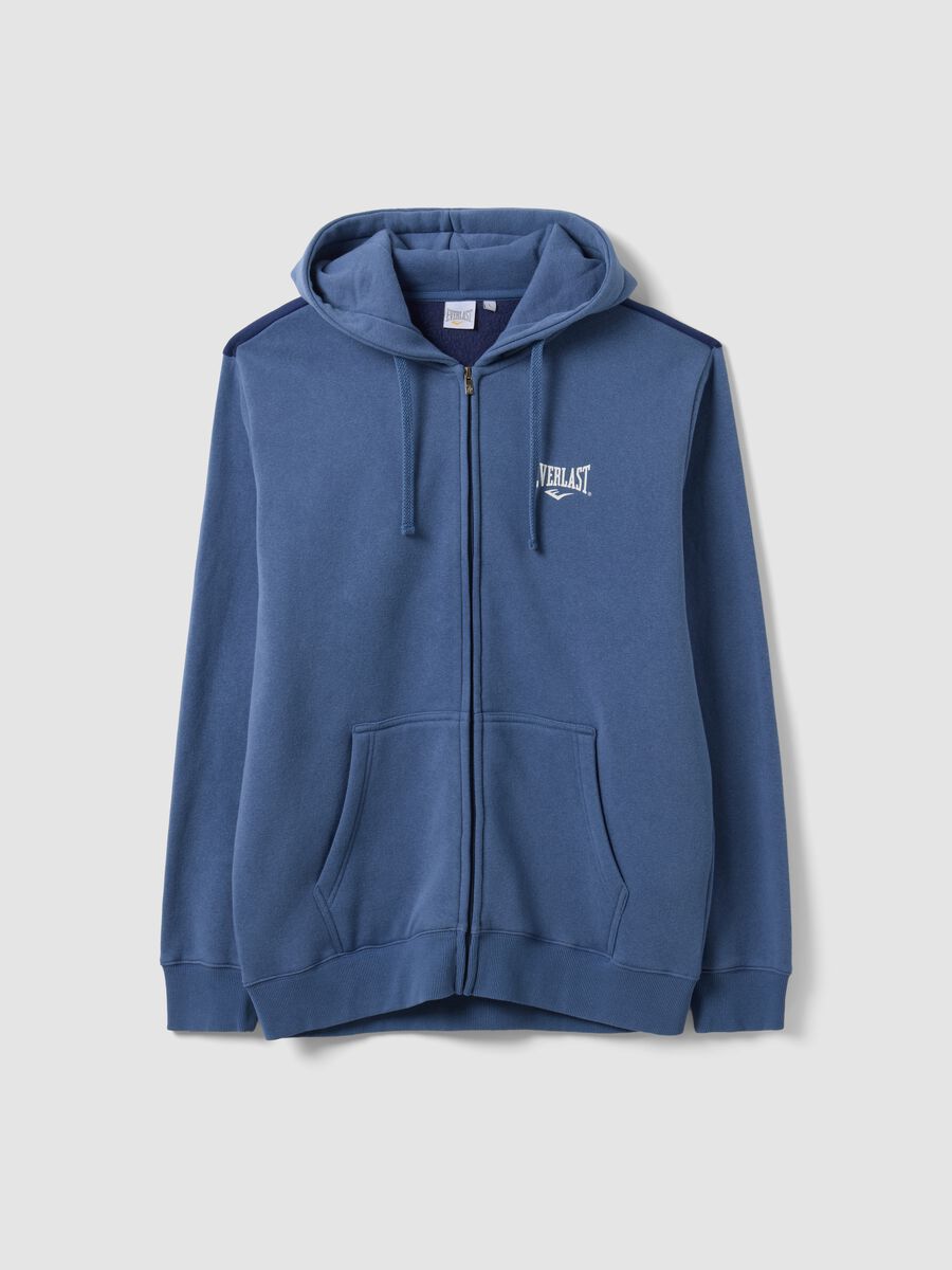 Blue cotton-blend hooded sweatshirt with logo_4