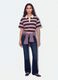 Brown striped pure cotton oversized polo shirt_0