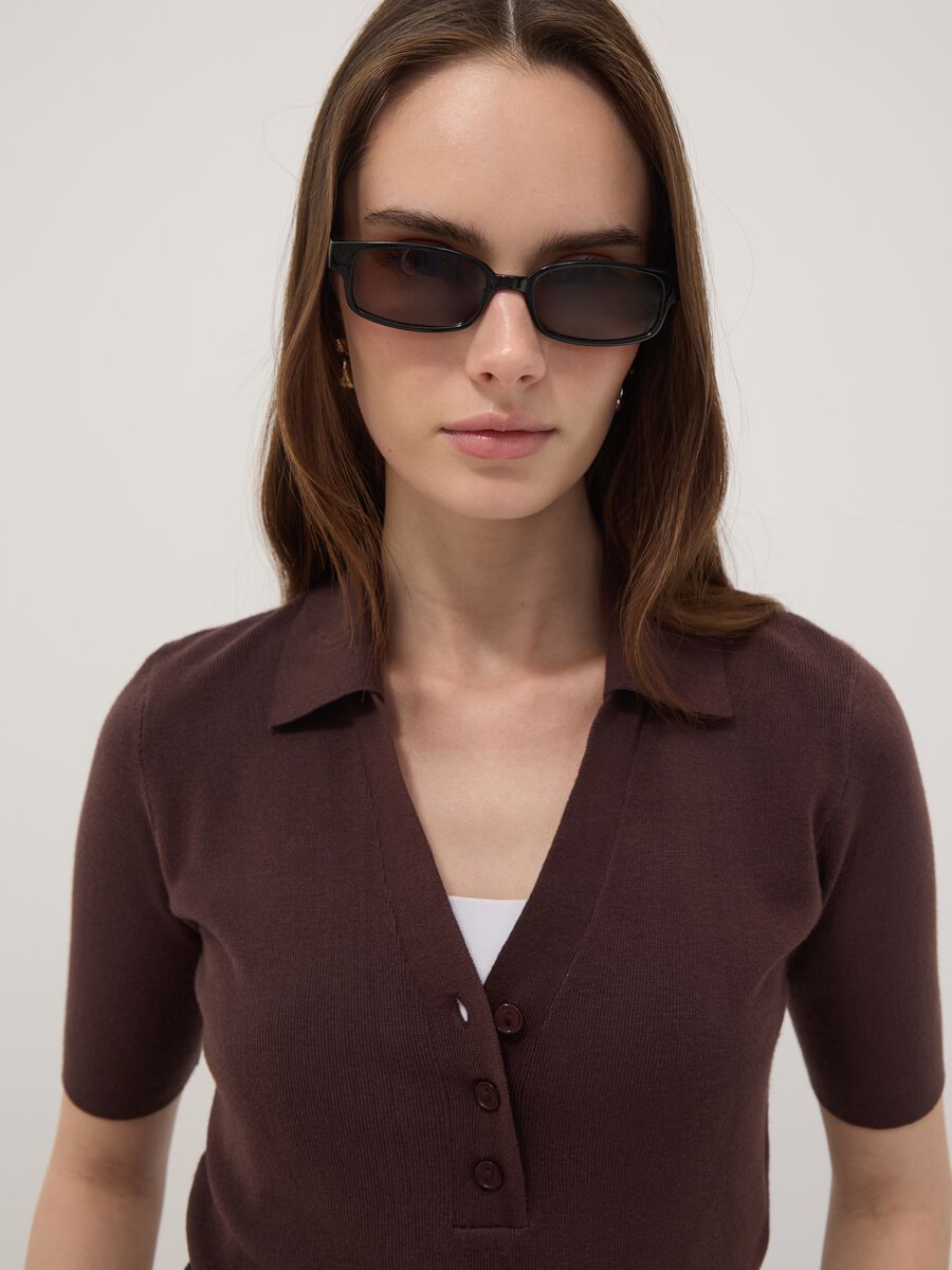 Maglia polo marrone di misto viscosa regular fit_0