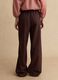Brown wide leg striped viscose blend trousers_2