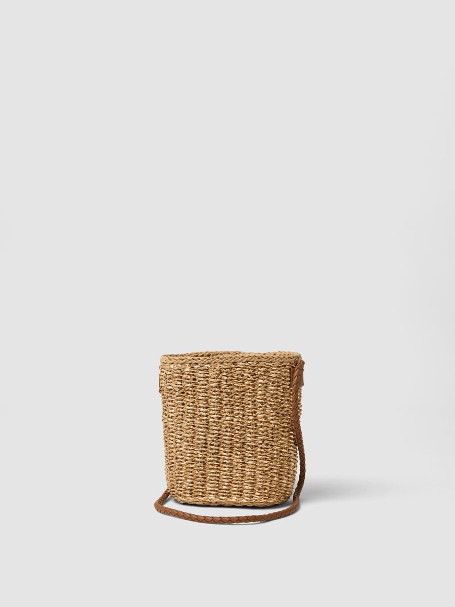 Bag in Pure Beige Paper Fabric with Shoulder Strap_2