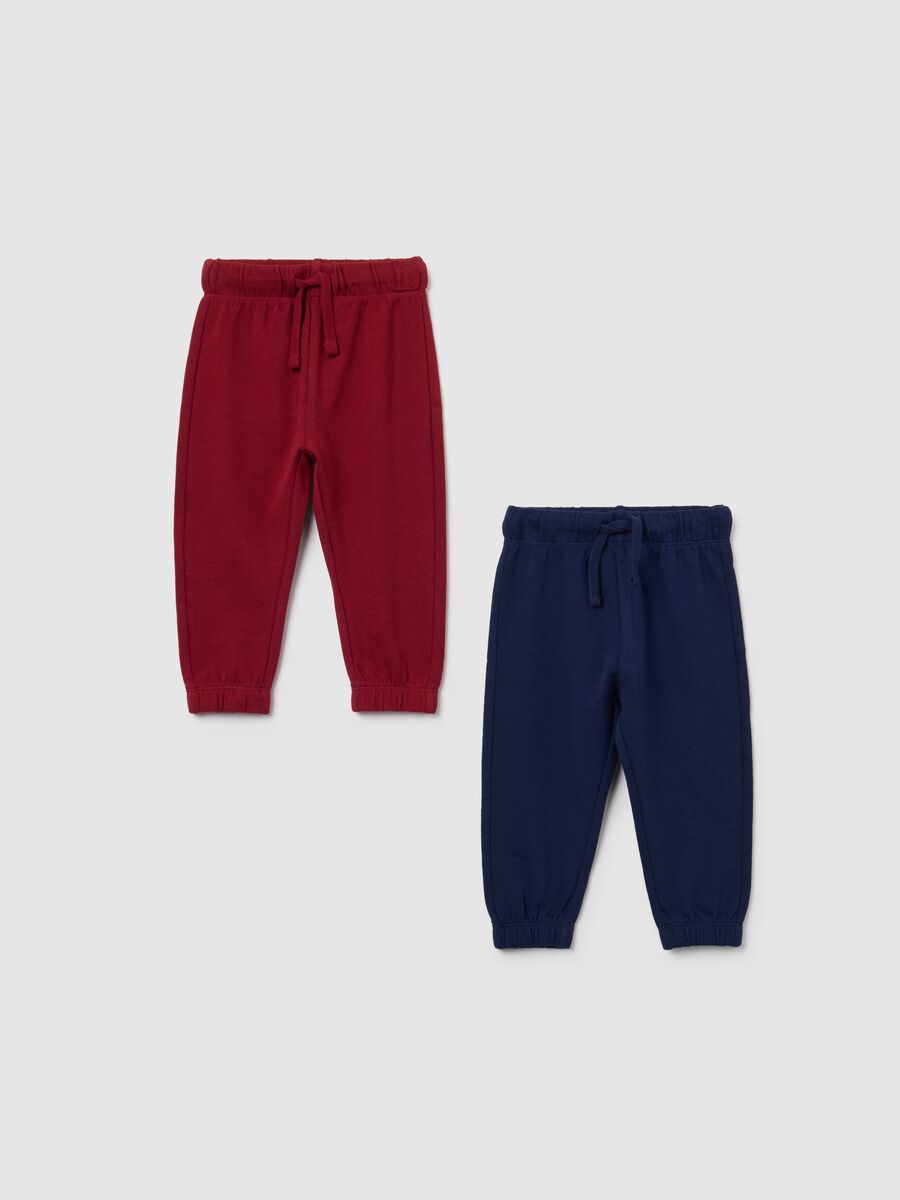 Multicolor regular fit baby trousers twin pack in pure cotton_0