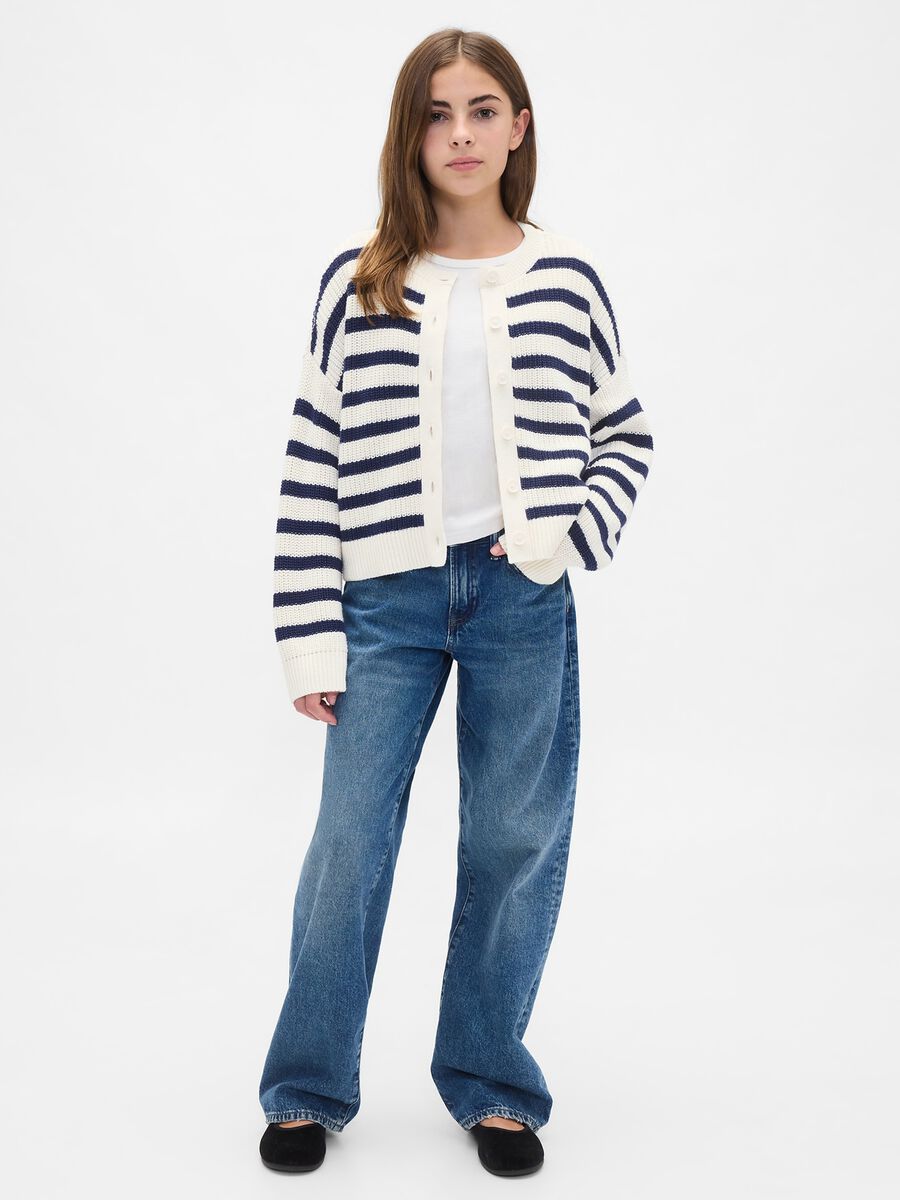 White and Blue Striped Cotton Cardigan_2