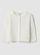 White pure organic cotton knitted cardigan for baby girl_0