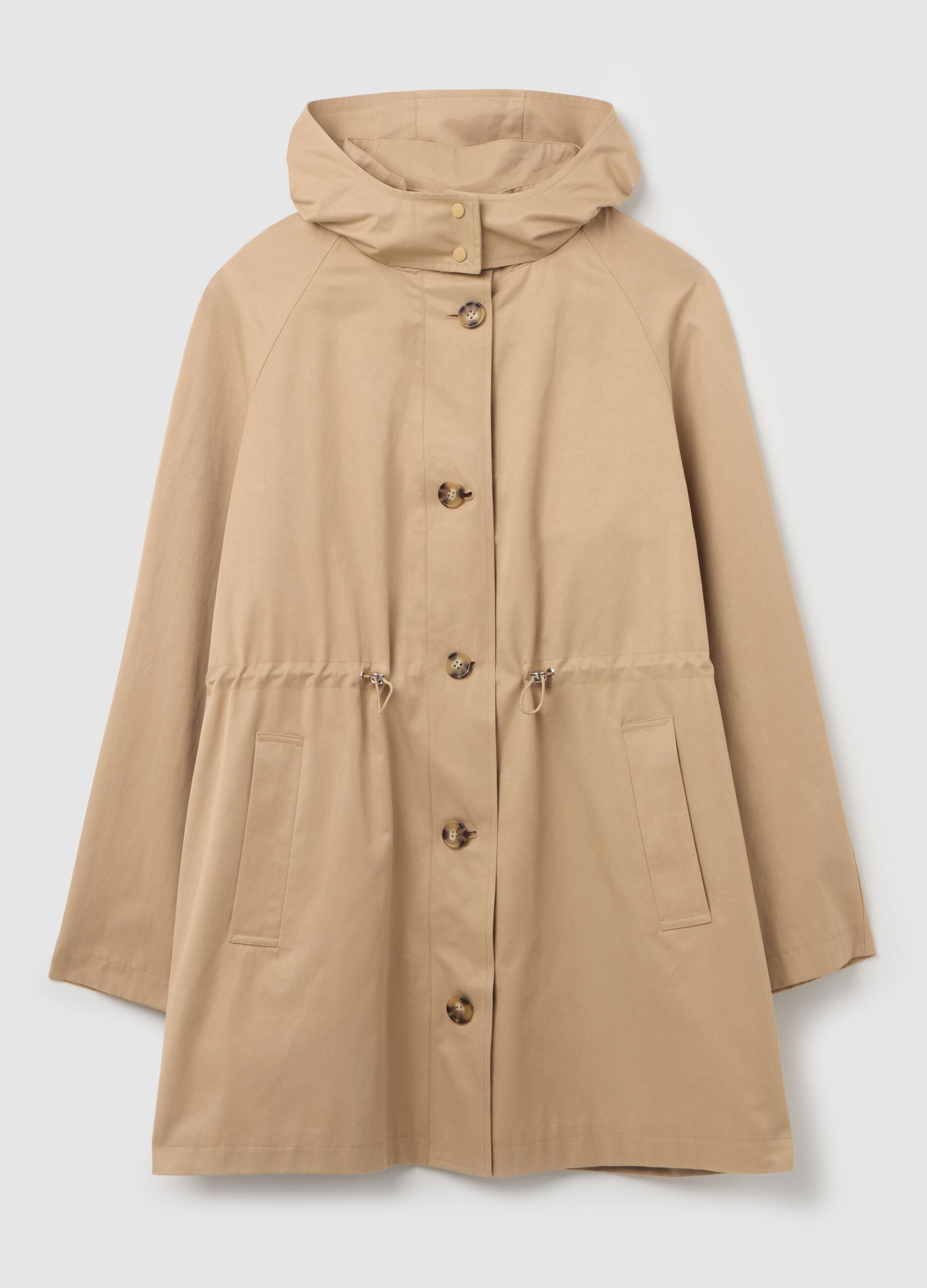 Curvy parka with internal drawstring