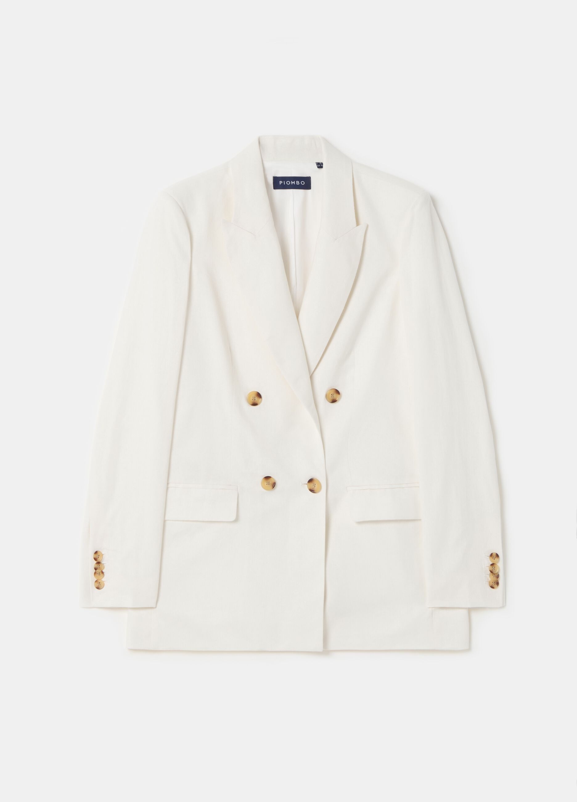 Blazer doppiopetto in lino e viscosa