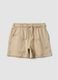 Beige organic cotton shorts with all-over print_0