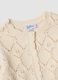 Beige openwork cotton-blend crew-neck cardigan_2