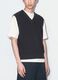 Blue cropped pure cotton vest with deep V-neck_2