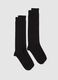 Black bi-pack long cotton stretch socks_0