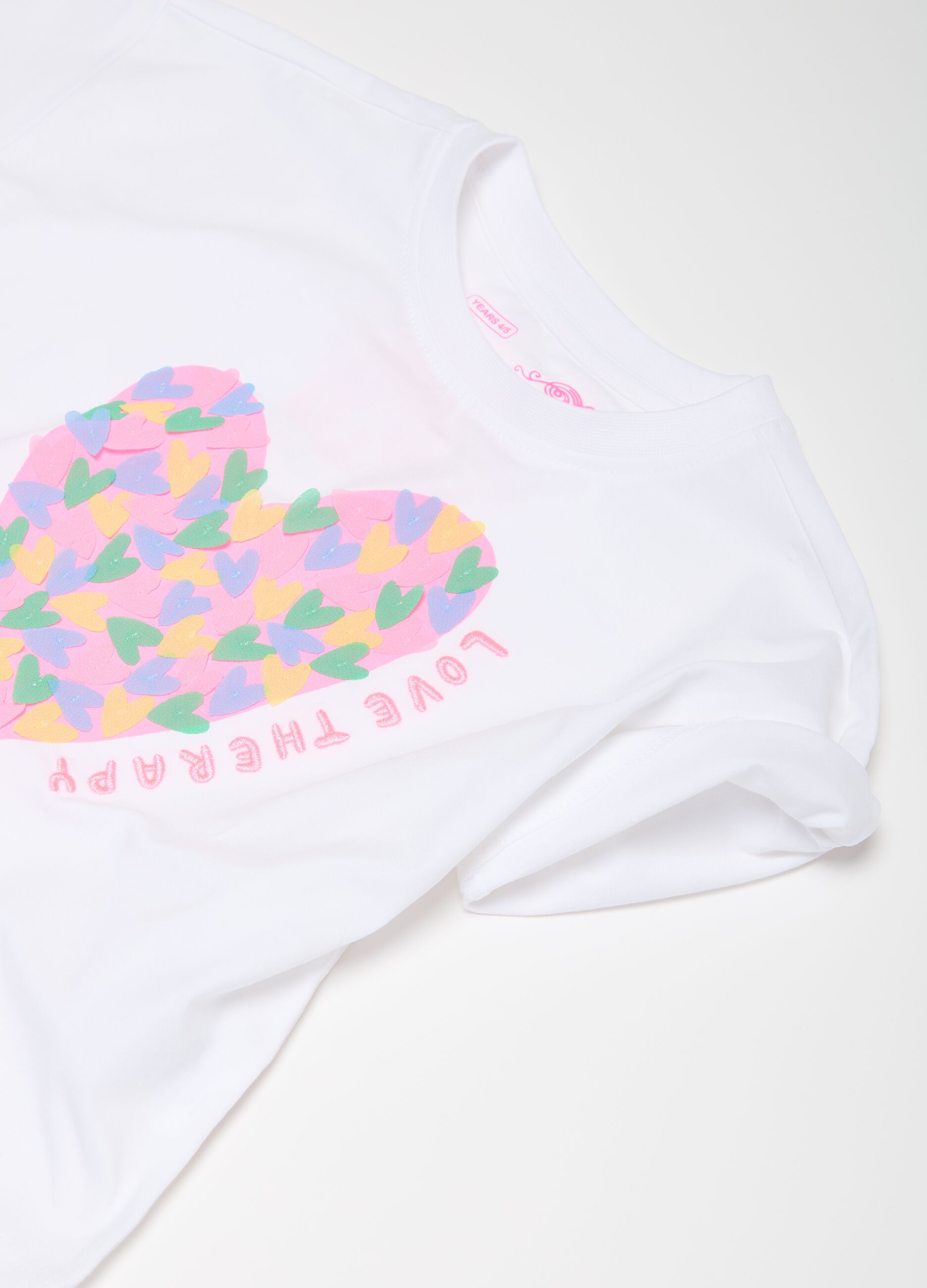 Cotton T-shirt with heart print