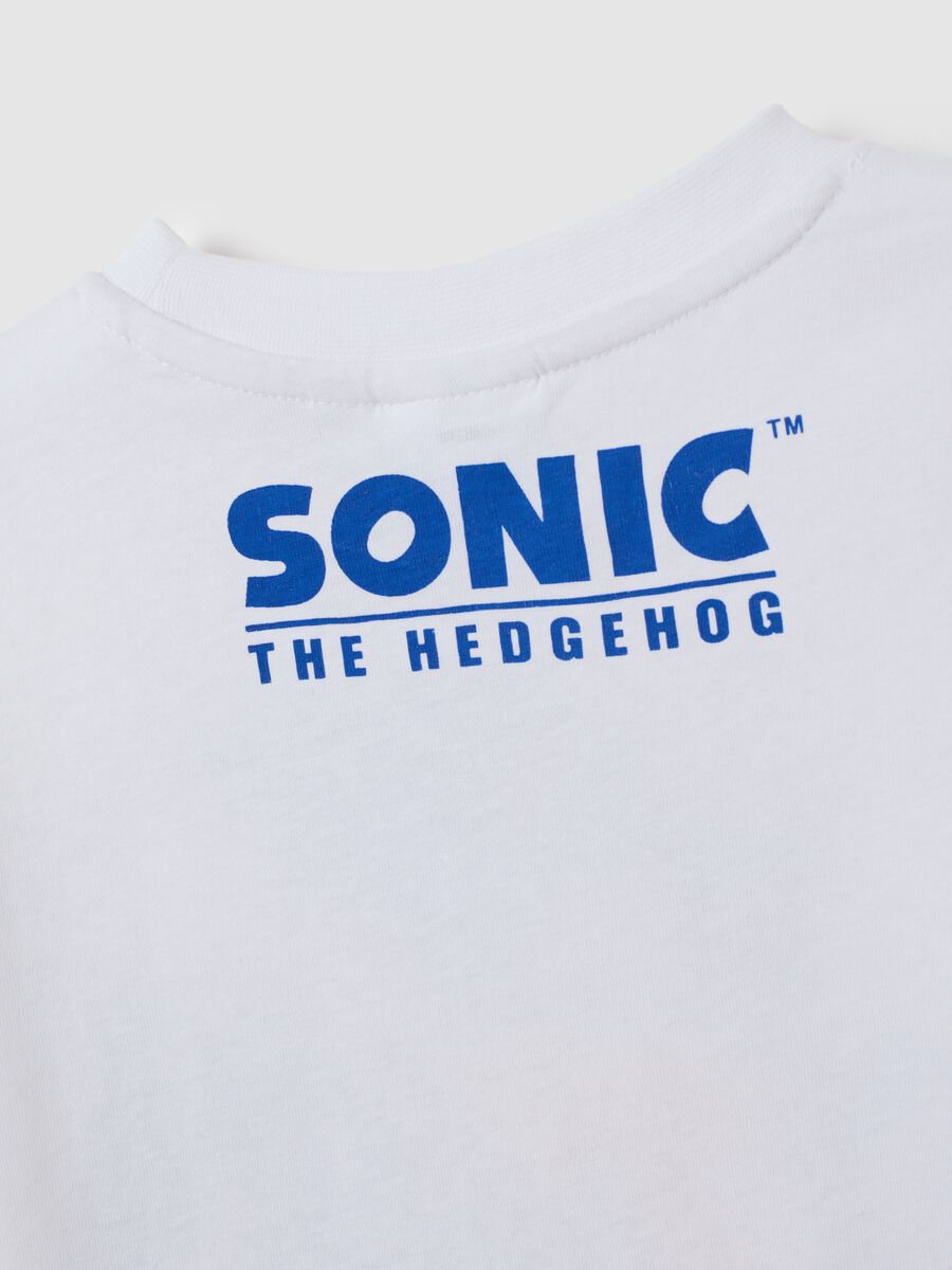 White pure cotton children's t-shirt regular fit with Sonic print_3