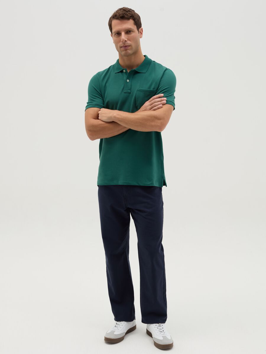 Polo in cotone stretch con tasca _1