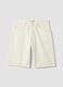 Beige wide leg pure cotton denim shorts_4